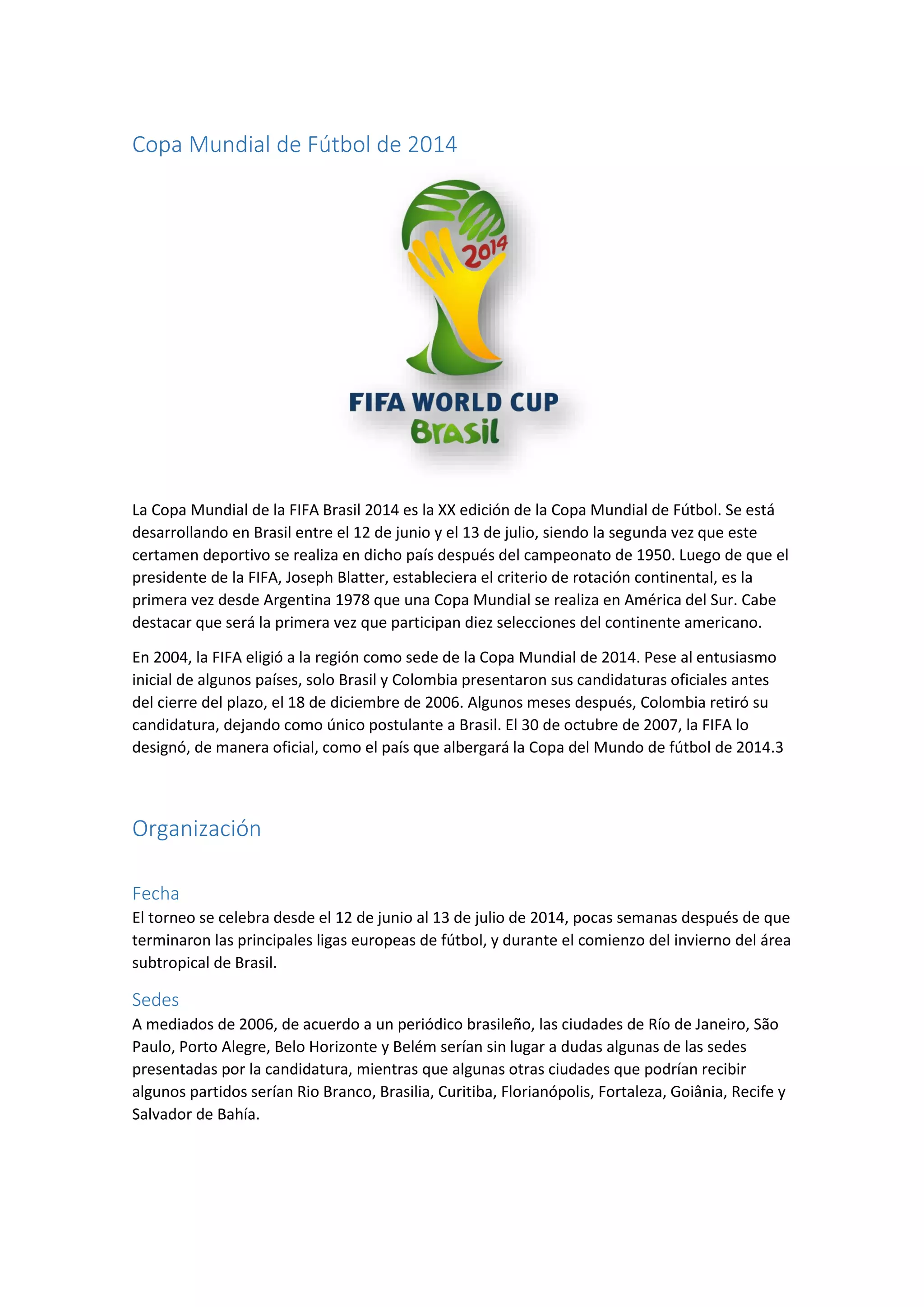 Copa mundial de fútbol de 2014 PDF