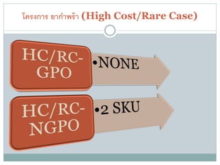 โครงการ ยากาพร้ า (High Cost/Rare Case)
 