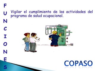 F
    Vigilar el cumplimiento de las actividades del
U   programa de salud ocupacional.
N
C
I
O
N
E
S
 