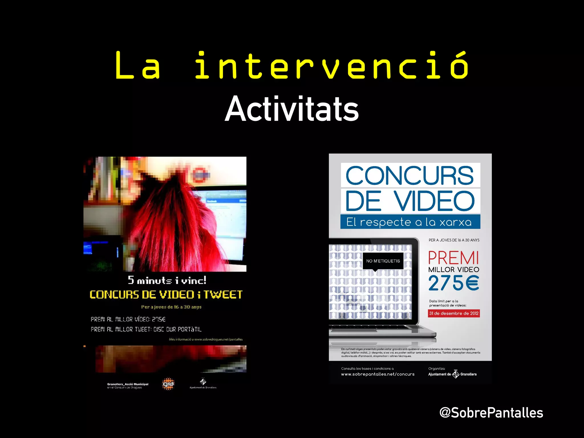 10 idees per a la 
intervenció 
#Acompanyament 
#Referència 
#Comunitat 
#UXlitat 
#Responsabilitat 
1. Observar amb discreció 
2. Treballar la identitat digital 
3. La ciutadania, també a la xarxa 
4. Oferir pautes per usos ‘segurs’ 
5. Treball i detecció de factors de risc de l’addicció i relacions 
abusives 
6. Presentar un discurs crític entorn la nostra privacitat, dades i drets 
7. Transmetre responsabilitat, moderació i prudència 
8. Desenvolupar normatives d’ús raonables i possibles 
9. Compartir perfils amb adolescents i joves: construir xarxa plegats 
10. Participar com a forma d’aprenentatge 
 