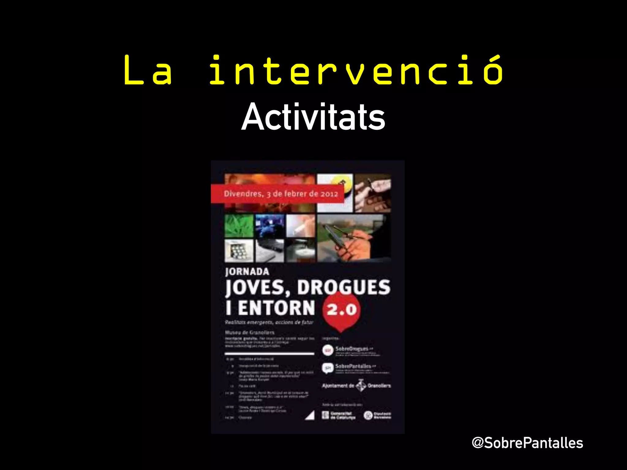 Granollers 
2n – 4t ESO (2012/13) 
A la situació d’ “Enviament de fotos íntimes sense permís” el motiu de 
la vergonya per no adreçar-se a ningú, en el cas de les noies, passa a 
ser el segon motiu amb un 30.8% (mentre la por a tenir problemes és 
un 33.3%). Un 20.3% de les noies no li dona importància a aquesta 
situació i per això no s’adreçaria a ningú. En el cas dels nois, el 34.7% 
no li dona importància, 
h@p://prezi.com/wnhwjxtyoone/usos-­‐adolescents-­‐de-­‐les-­‐pantalles-­‐4-­‐abril-­‐2014/ 
 