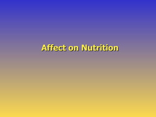 Affect on Nutrition
 