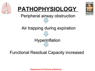 Department of Pulmonary Medicine
PATHOPHYSIOLOGY
Peripheral airway obstruction
Air trapping during expiration
Hyperinflation
Functional Residual Capacity increased
 