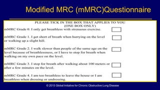 Modified MRC (mMRC)Questionnaire
© 2015 Global Initiative for Chronic Obstructive Lung Disease
 