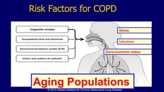 The characteristic symptoms of COPD are chronic and progressive
dyspnea, cough, and sputum production that can be variable...