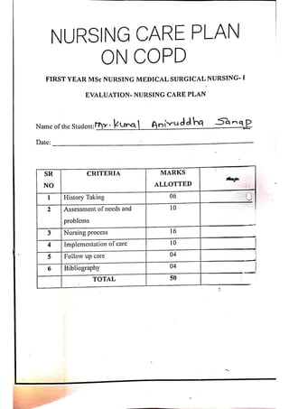Chronic obstructive pulmonary disease nursing care plan for MSc nursing ...