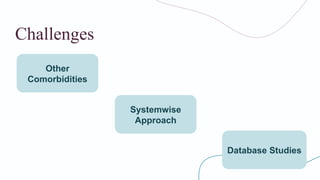 Challenges
Other
Comorbidities
Systemwise
Approach
Database Studies
 