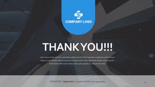 THANKYOU!!!
Lorem ipsum dolor sit amet, consectetur adipiscing elit. Nulla imperdiet volutpat dui at fermentum.
Aliquam erat volutpat. Aenean lacinia lacus aliquet ante mollis, sollicitudin tempor tortor aliquam.
Nulla facilisi. Nam auctor metus vitae quam gravida, ac vehicula elit mollis.
PRESENTER : Name Here, Position subtitle text goes here 32
 
