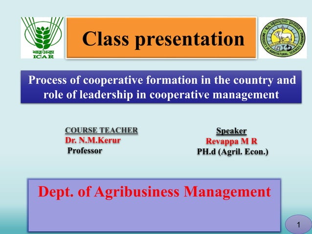 PROCESS OF COOPERATIVE FORMATION IN THE COUNTRY AND ROLE OF LEADERSHIP ...