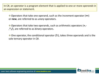 C# operators | PPT