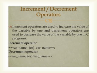 Types of Operators in C programming .pdf | Free Download