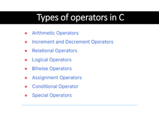 Types of Operators in C programming .pdf