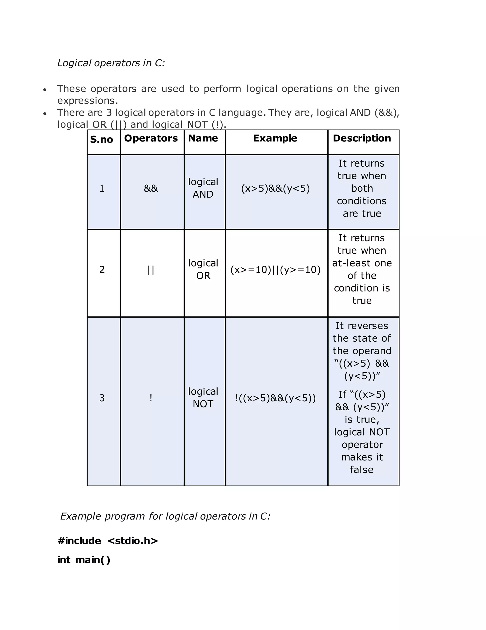 C – operators and expressions | DOCX