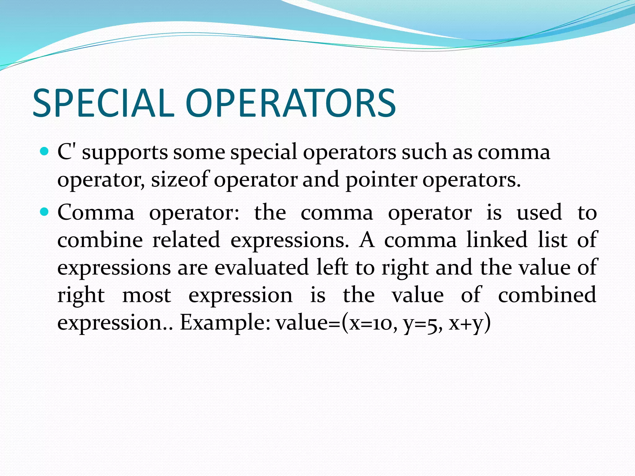 C operators ppt | PPT