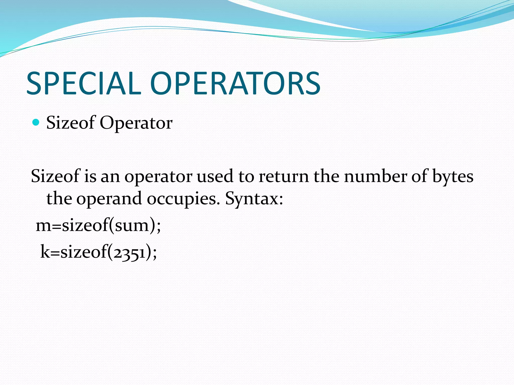 C operators ppt | PPT