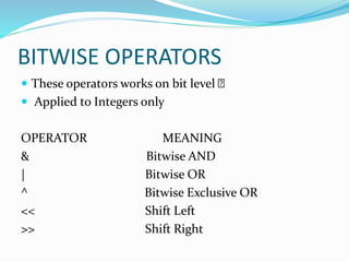 C operators ppt | PPT | Free Download