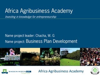 Africa Agribusiness Academy
Investing in knowledge for entrepreneurship




Name project leader: Chacha, W. G
Name project: Business          Plan Development




                            Africa Agribusiness Academy
 