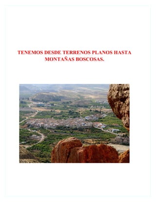 TENEMOS DESDE TERRENOS PLANOS HASTA
        MONTAÑAS BOSCOSAS.
 