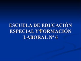 ESCUELA DE EDUCACIÓN ESPECIAL Y FORMACIÓN LABORAL Nº 6 