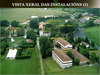 VISTA XERAL DAS INSTALACIÓNS (I) I Lugar de Quian Pazo Quian Invernadoiro Aulas taller Instalacións vacún nstalacións  cabalos Acivros Centro de  ensinanza Residencia 
