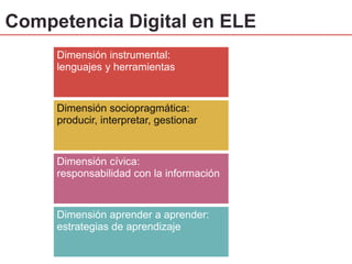 Aprenderhaciendo>competenciasparaaprender</li></li></ul><li>Competencia Digital en la enseñanza/aprendizaje de ELE<br />“C...