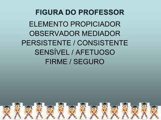 ELEMENTO PROPICIADOR
  OBSERVADOR MEDIADOR
PERSISTENTE / CONSISTENTE
   SENSÍVEL / AFETUOSO
     FIRME / SEGURO
 
