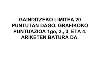 GAINDITZEKO LIMITEA 20 PUNTUTAN DAGO. GRAFIKOKO PUNTUAZIOA 1go, 2., 3. ETA 4. ARIKETEN BATURA DA. 