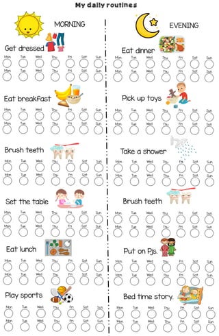 Praticing Lunch Routine Daily routines for children to practice at home | PDF