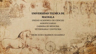 UNIVERSIDAD TECNICA DE
MACHALA
UNIDAD ACADEMICA DE CIENCIAS
AGROPECUARIAS
CARRERA DE MEDICINA
VETERINARIA Y ZOOTECNIA
Mercedes barros ramirez
 
