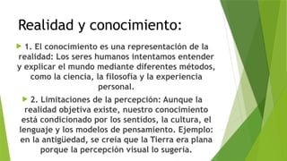 Realidad objetiva y conocimiento humano y relación entre cada uno | PPTX