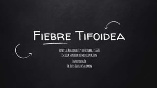 Fiebre Tifoidea
HospitalRegional1°deOctubre,ISSSTE
Escuelasuperiordemedicina,ipn
Infectología
Dr.LuisEguizaSalomon
 