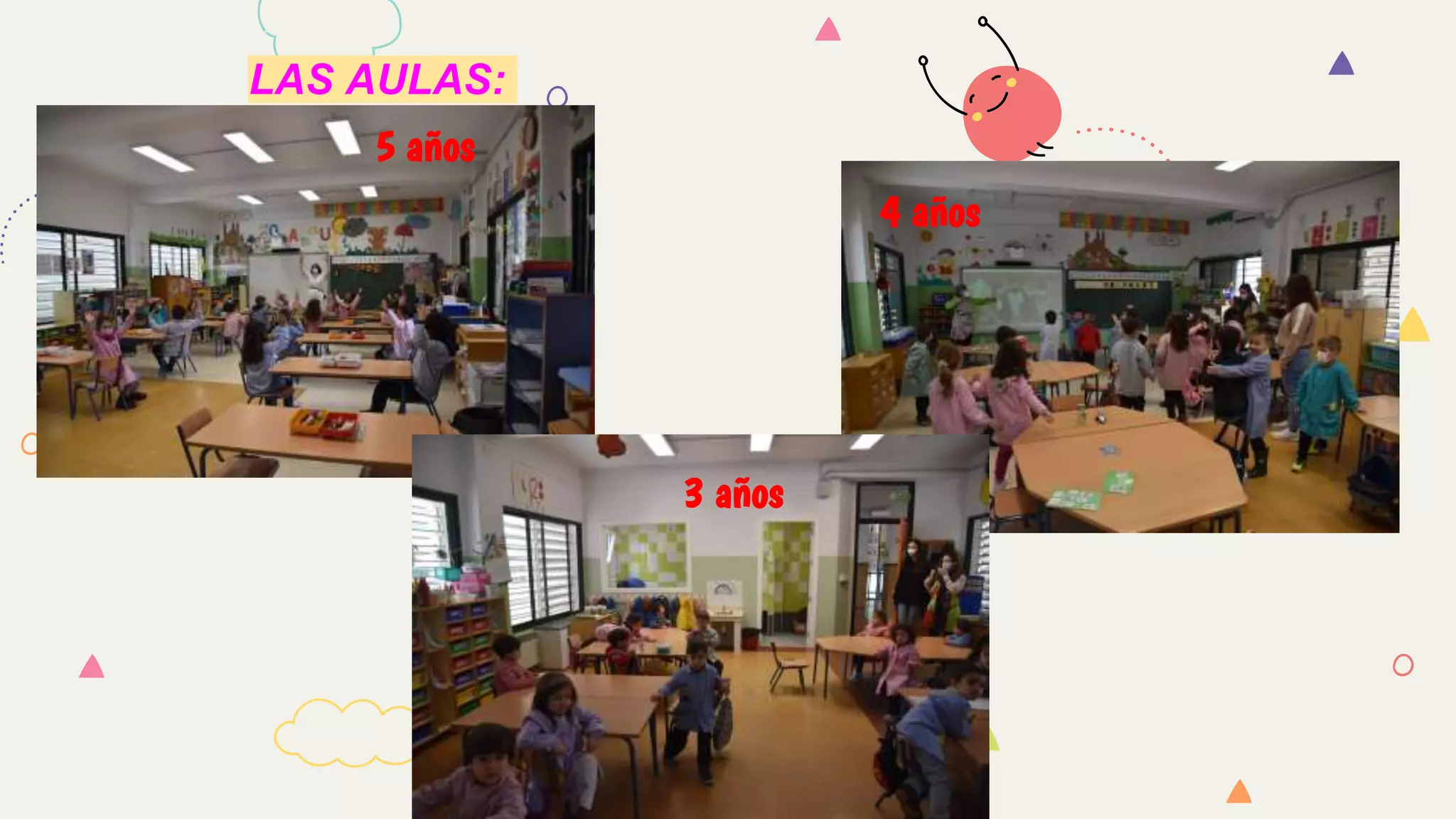 LAS AULAS:
5 años
4 años
3 años
 