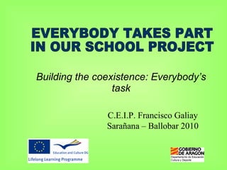 Building the coexistence: Everybody’s task C.E.I.P. Francisco Galiay Sarañana – Ballobar 2010 EVERYBODY TAKES PART  IN OUR SCHOOL PROJECT 
