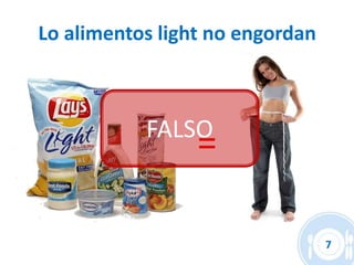 Lo alimentos light no engordan



           FALSO
                 =

                                 7
 