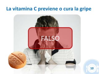 La vitamina C previene o cura la gripe




               FALSO


                                     10
 