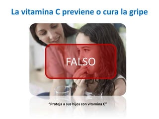 La vitamina C previene o cura la gripe




                    FALSO


          “Proteja a sus hijos con vitamina C”
 