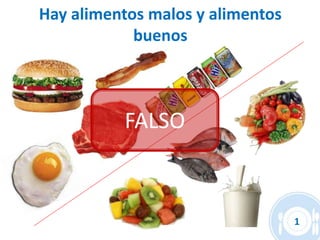 Hay alimentos malos y alimentos
            buenos



          FALSO



                                  1
 