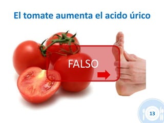 El tomate aumenta el acido úrico



            FALSO


                               13
 