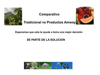 Comparativo Tradicional vs Productos Amway Esperamos que esta te ayude a toma una mejor decisión  SE PARTE DE LA SOLUCION 