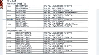 Calendario de Ensayos Internos
 