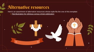 Alternative resources
Here’s an assortment of alternative resources whose style fits the one of this template:
Flat illustration for religious corpus christi celebration
 