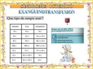 Criação Ria Slides EXANGUINOTRANSFUSION Que tipo de sangre usar? 