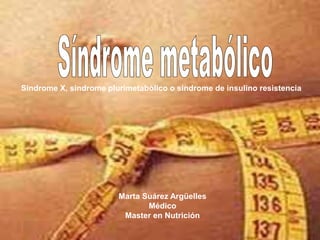 Sindrome X, sindrome plurimetabólico o sindrome de insulino resistencia

Marta Suárez Argüelles
Médico
Master en Nutrición

 