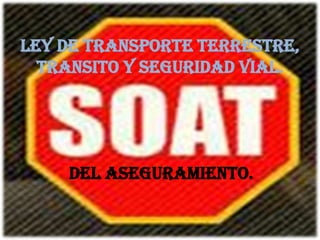 LEY DE TRANSPORTE TERRESTRE,
  TRANSITO Y SEGURIDAD VIAL.




    DEL ASEGURAMIENTO.
 