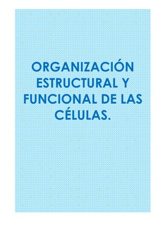 ORGANIZACIÓN
ESTRUCTURAL Y
FUNCIONAL DE LAS
CÉLULAS.
 