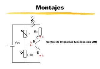 Montajes
Control de intensidad luminosa con LDR
 
