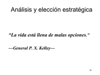 Análisis y elección estratégica



“La vida está llena de malas opciones.”

—General P. X. Kelley—



                                          40
 