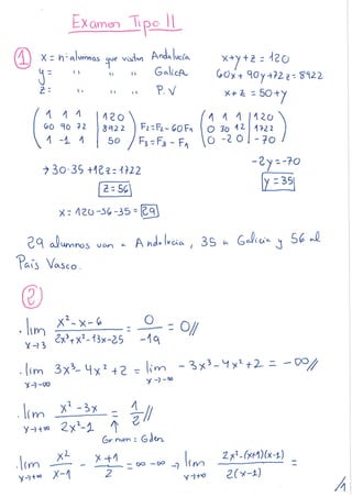 Examen tipo II 1ºBACH CCSS