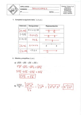 Soluciones 4ºESO Unidad 1 y 2