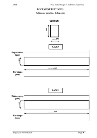 ENIS TP de méthodologie et matériels d’expertise
Benjeddou.0 et Jedidi.M Page 9
DOCUMENT REPONSE 2
Schéma de ferraillage de la poutre
 